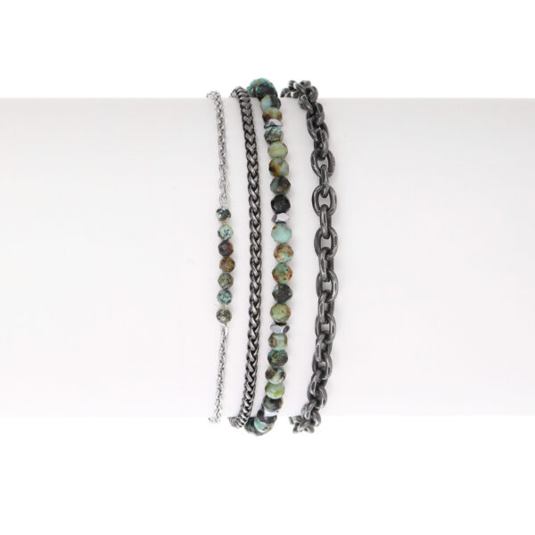 STACKED GREEN STONE BRACELET